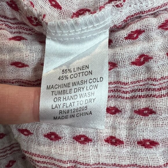 4 Our Dreamers Dress Womens L Red Stripe Linen Cotton A-Line Summer Sleeveless‎ - Picture 13 of 16